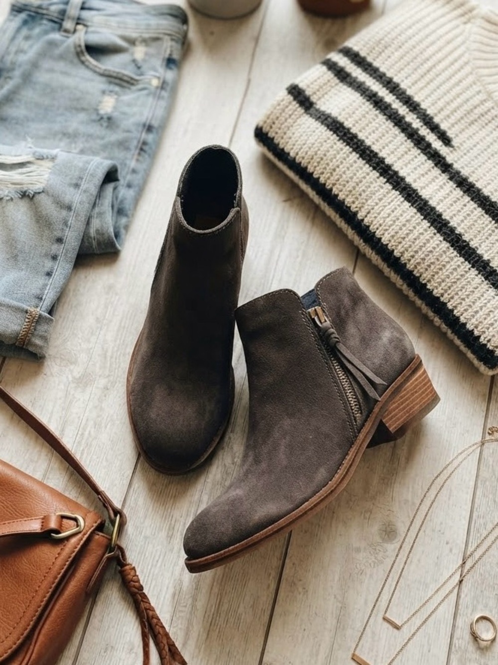 Dolce Vita Gray Suede Ankle Booties